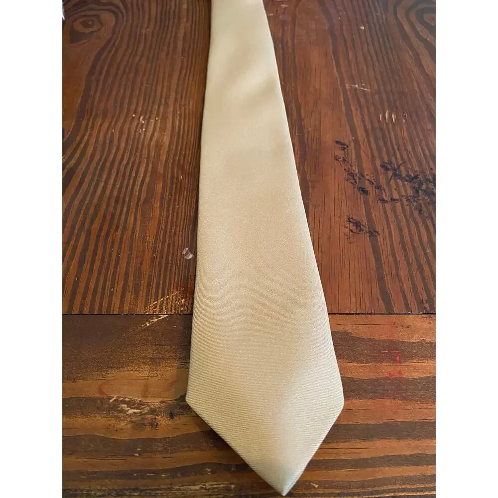 Vintage Italimossimo Solid Tan Beige‎ Necktie USA Wide Polyester Tie